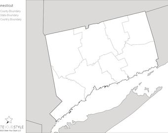 Connecticut Maps with Counties [DIGITAL DOWNLOAD]