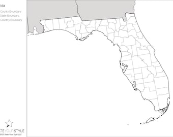 Florida Maps with Counties [DIGITAL DOWNLOAD]