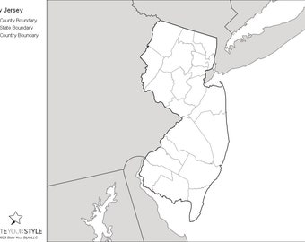 New Jersey Maps with Counties [DIGITAL DOWNLOAD]