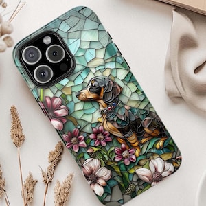 Künstlerischer Dackel Glasdruck Handyhülle für Doxie Liebhaber, Schutz für iPhone und Samsung Smartphones, Geschenk für Hundeliebhaber