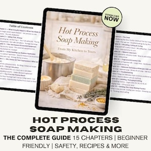 Libro electrónico sobre elaboración de jabón mediante el proceso en caliente / Guía completa para principiantes / Recetas, seguridad, colores y fragancias / Descarga instantánea