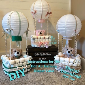 手順 - 熱気球おむつケーキ - DIY - おむつケーキ - 熱気球おむつケーキの作り方 - 難易度: 中
