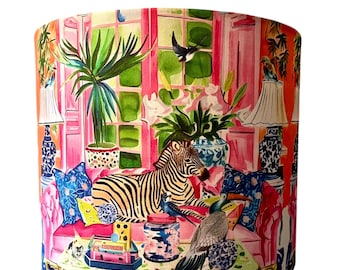 Lampshade Drum lampshade zebra lamp shade unique lampshade hand made fun lampshade fun lampshade safari lamp whimsical lampshade