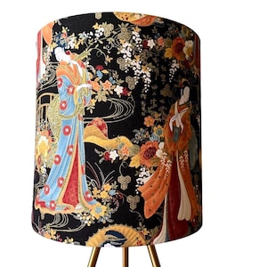 Lampshade Drum lampshade geisha lamp shade Japanese lamp unique lampshade 11 inch lampshade oriental lampshade