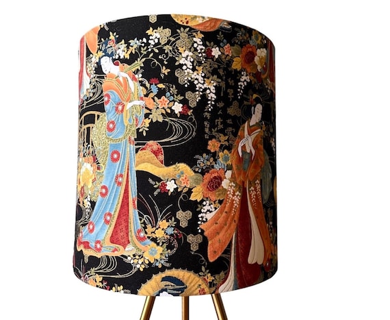 Lampshade Drum lampshade geisha lamp shade Japanese lamp unique lampshade 11 inch lampshade oriental lampshade