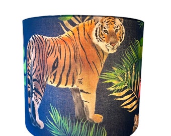 Tiger Print Drum Lampshade, Unique Designer Lighting