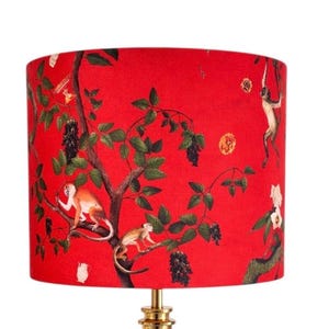 Lampshade Drum lampshade monkey lamp shade unique lampshade hand made lampshade red lampshade fun lamp