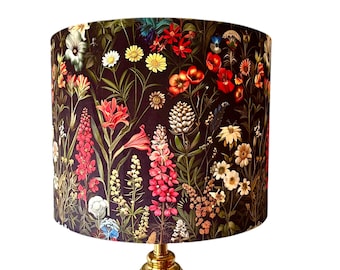 Black  Drum lampshade flower lamp shade unique lampshade hand made lampshade custom lampshade velvet lampshade