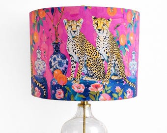 Lampshade Drum lampshade cheetah lamp shade unique lampshade hand made fun lampshade custom lampshade safari lamp whimsical lampshade