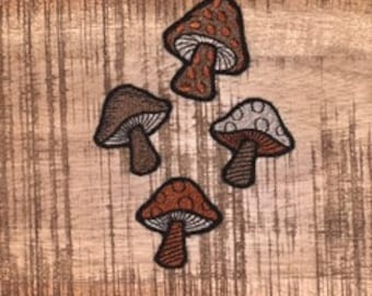 Neutral Mushroom Embroidery Patch Pack