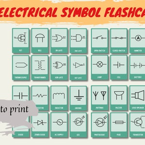 32 Tarjetas de Símbolos Eléctricos y Electrónicos / Educación Vocacional / Tarjetas de Educación para Adultos / Tarjetas Educativas Imprimibles / Descarga Instantánea
