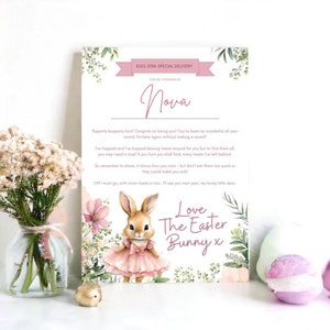 Personalisierte Osterhase Buchstabe Zertifikat | Brief vom Osterhasen | Für die Ostergeschenkbox | Osterbox-Füller | Osterkistenfüller