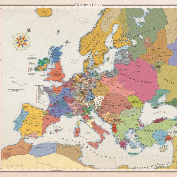 Europe 1444, carte historique