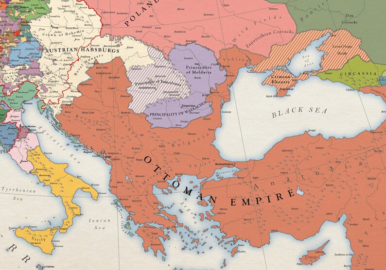 Europe 1600 Historical Map Etsy