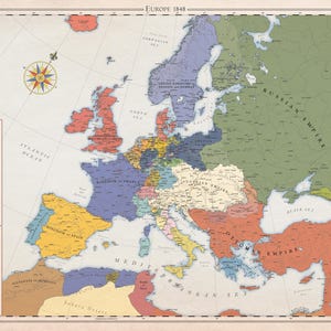 Europe 1848, carte historique