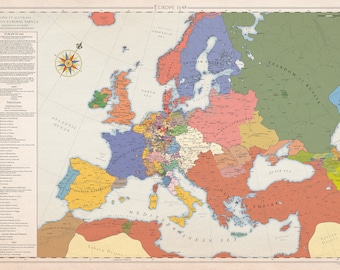 Europe 1648, Historical Map