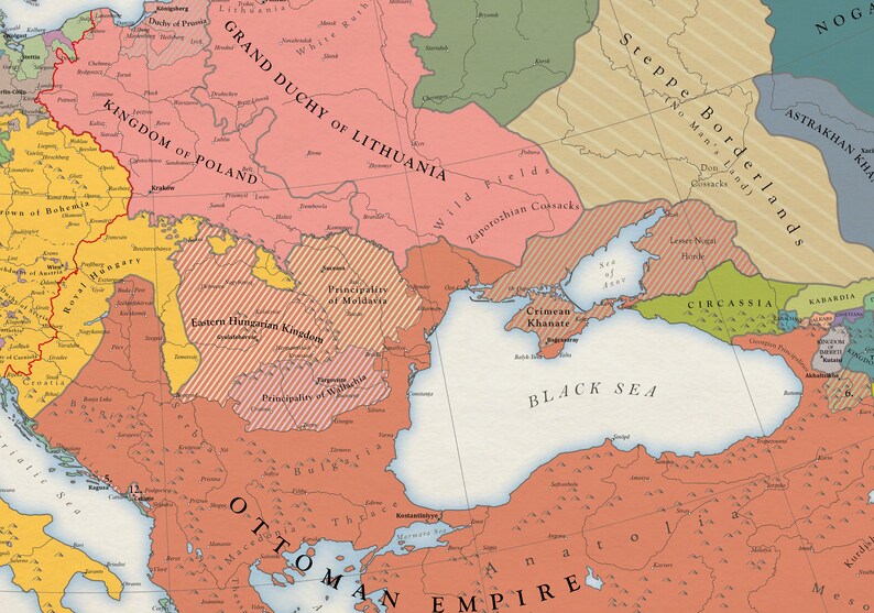 Europe 1550 Historical Map Etsy