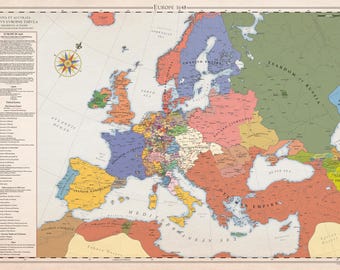 Europe 1648, Historical Map