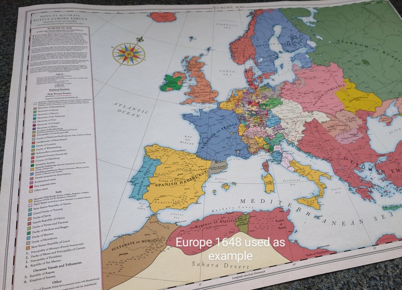 Europe 1600, Historical Map Etsy