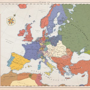 Europe 1799, carte historique
