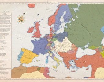 Europe 1799, Historical Map