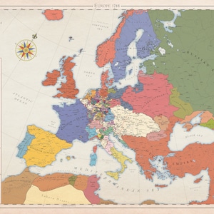 Europa 1748, historische kaart