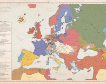 Europe 1748, Historical Map