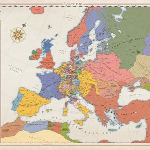 Europe 1550, carte historique