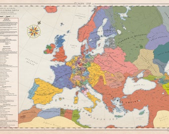 Europe 1550, Historical Map