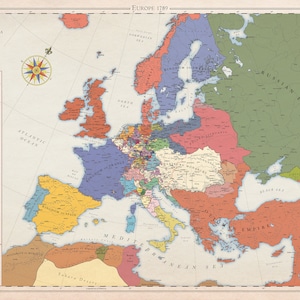 Europe 1789, carte historique