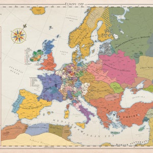 Europa 1500, historische kaart