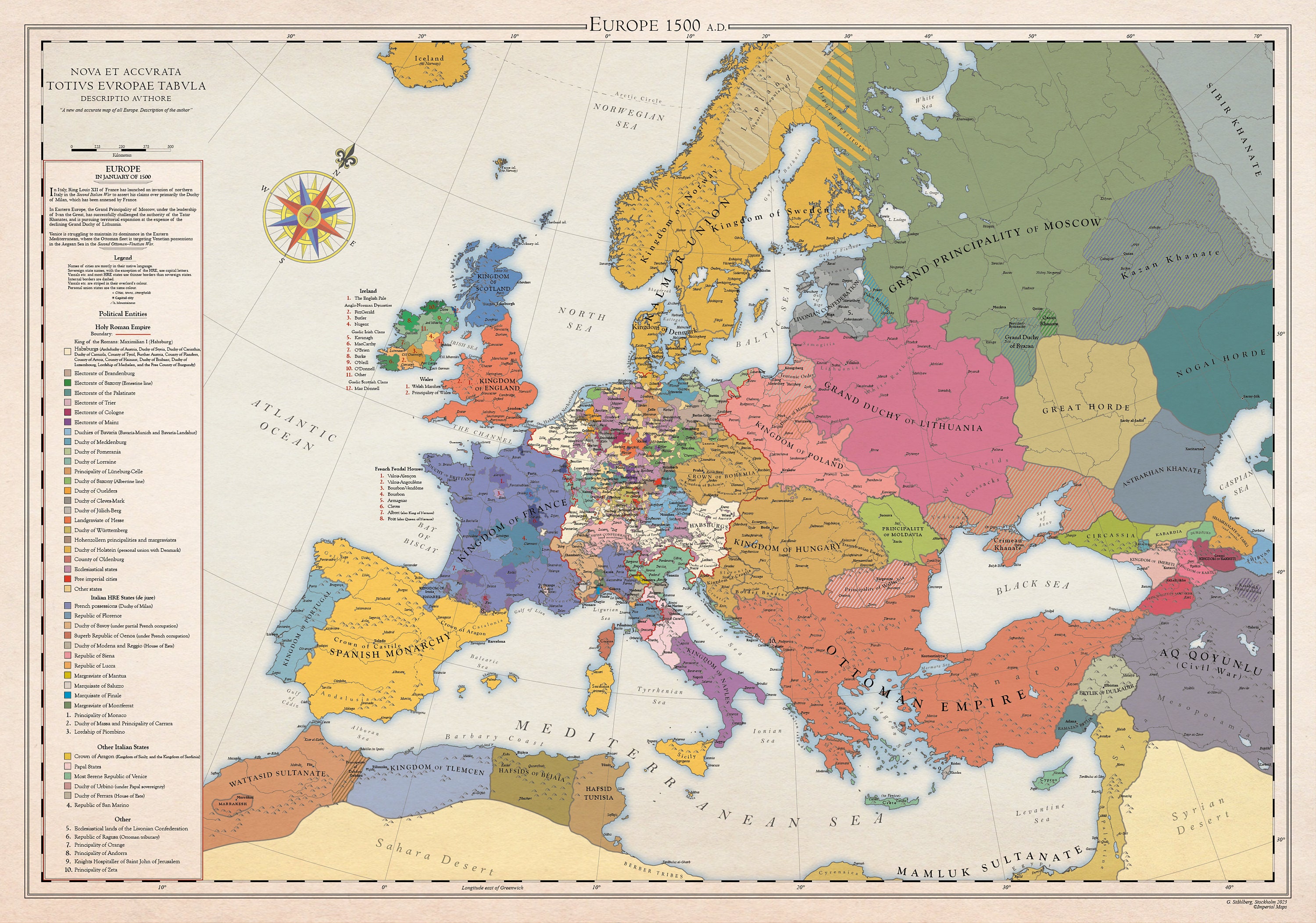 Europe 1500 Historical Map Etsy Australia