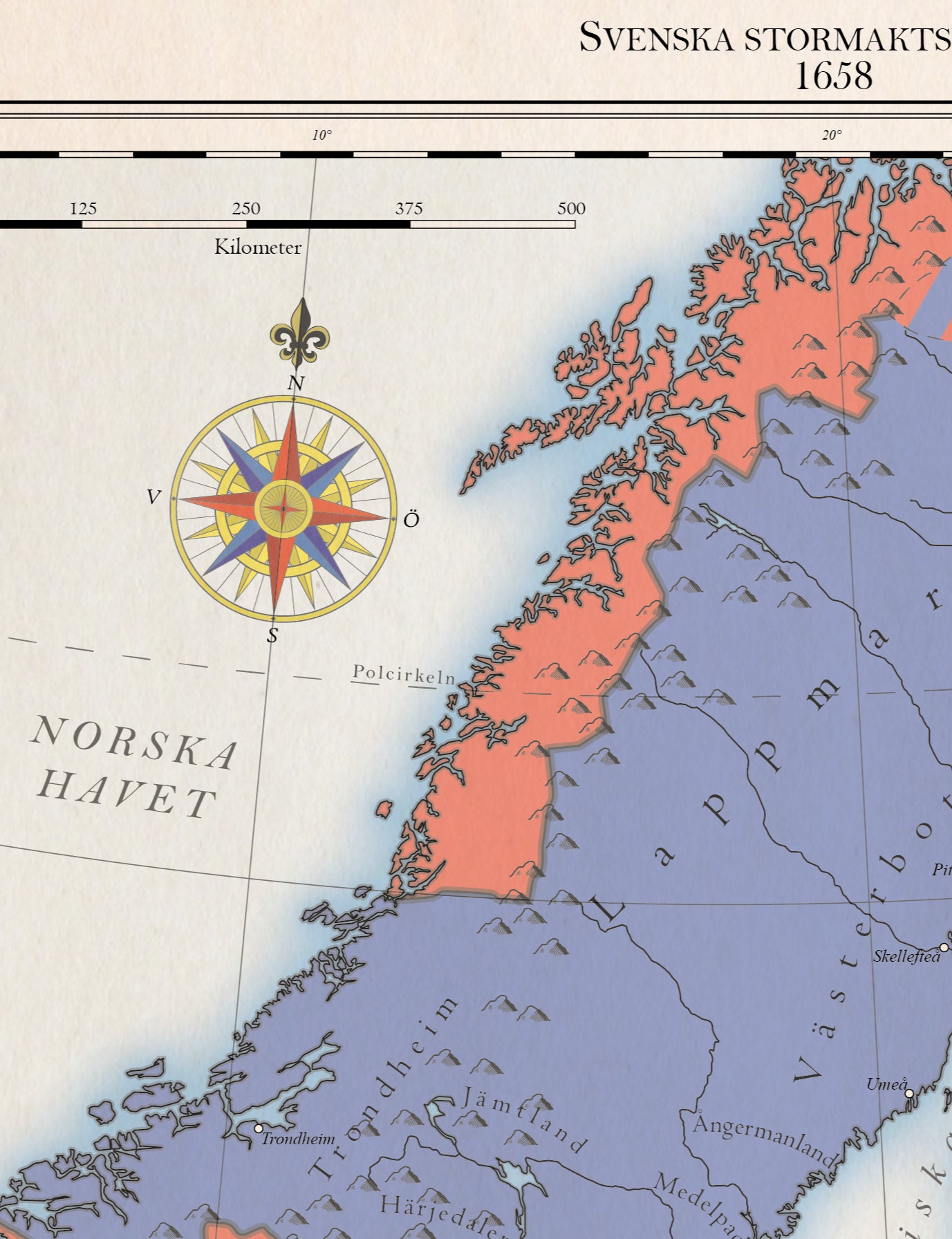 Swedish Empire 1658, Historical Map (svenska Stormaktsväldet, 1658) Etsy