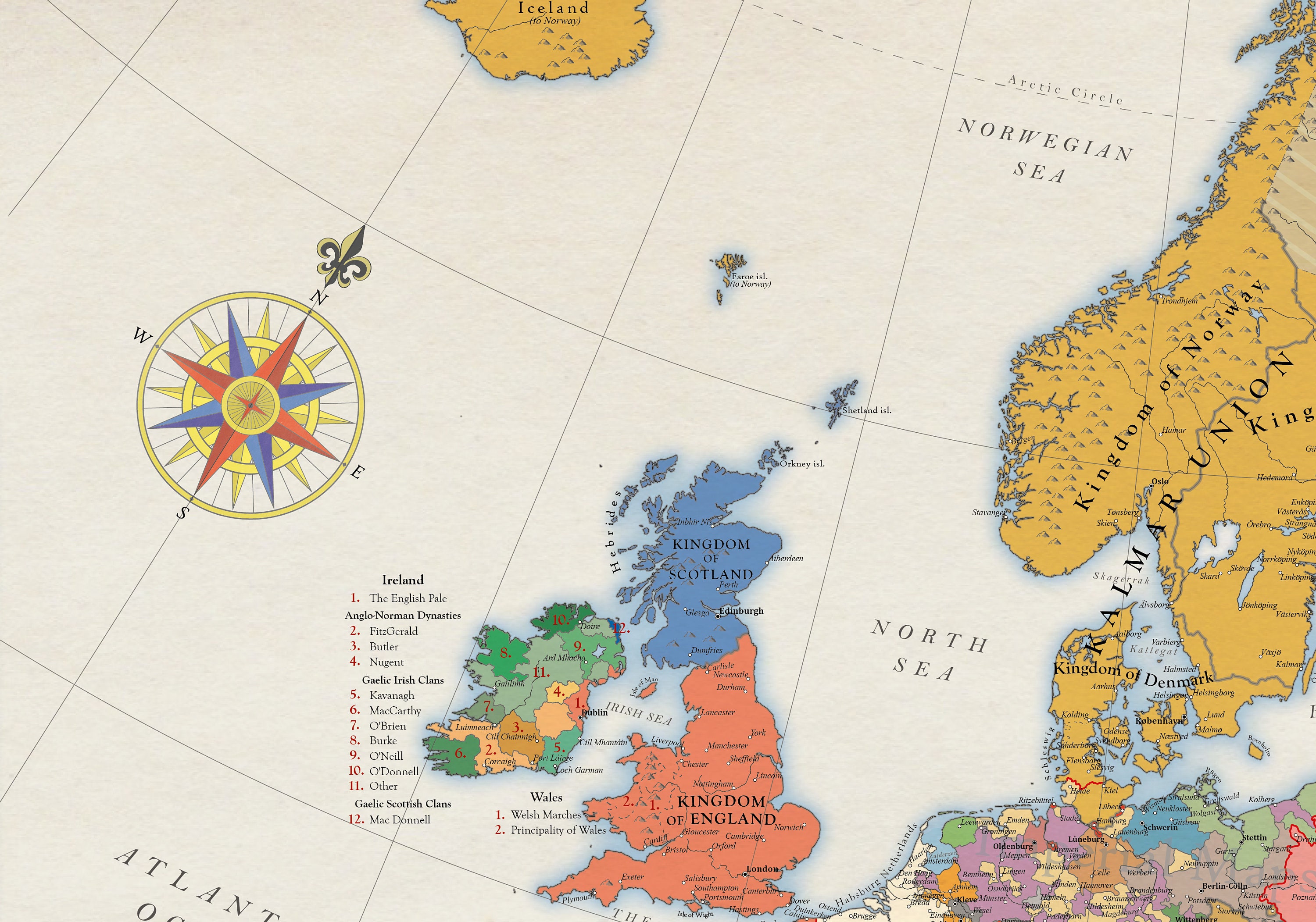 Europe 1500 Historical Map - Etsy