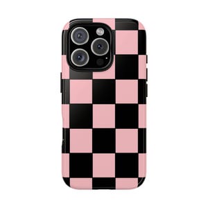Black & Pink Checkerboard Phone Case - Trendy Aesthetic, Retro Chessboard Design | Minimalist, Bold, Funky Case