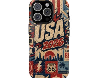 Funda para teléfono de fútbol de EE. UU. para iPhone 17 16 15 14 Pro Max, Samsung Galaxy, Google Pixel, Copa Mundial 2026