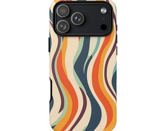 Funda para teléfono Retro Wave para iPhone 17 16 15 14 Pro Max Samsung Galaxy Google Pixel. Estilo Groovy de los años 70.