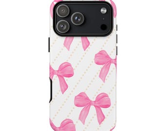Funda para teléfono con lazo rosa fucsia para iPhone 17 16 15 14 Pro Max Samsung Galaxy Google Pixel Coquette Barbiecore