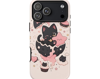Funda para teléfono Space Cat para iPhone 17 16 15 14 Pro Max Samsung Galaxy Google Pixel Kawaii Galaxy Cute