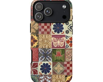 Funda para teléfono con diseño geométrico estampado a todo color y estilo moderno.