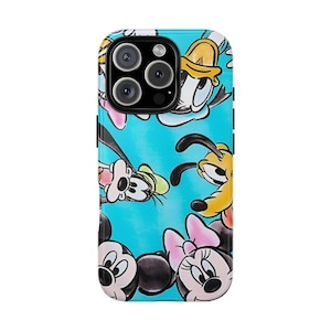 Custodia per telefono con personaggi Disney e acquerello, custodia per telefono Disney, custodia per telefono Topolino e Minnie, il posto più felice sulla Terra