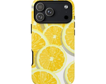 Funda para teléfono con diseño de limón para iPhone 17, 16, 15, 14 Pro Max, Samsung Galaxy, Google Pixel, estilo cítrico veraniego.