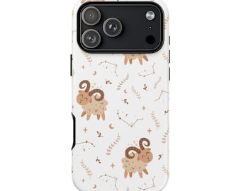 Funda para teléfono Aries iPhone 17 16 15 14 Pro Max Samsung Galaxy Google Pixel Signo zodiacal Ram Regalo