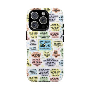 Capa de telefone com afirmações de versículos da Bíblia para iPhone 16 15 Pro Max 14 Plus Capa 12 13 Xs 11 SE Galaxy S23 Capa ultra resistente Capa de telefone com versículos da Bíblia