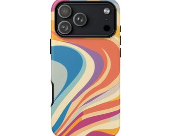 Funda para teléfono Groovy Swirl para iPhone 17 16 15 14 Pro Max Samsung Galaxy Google Pixel Retro años 70 Abstracto