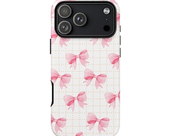 Funda rosa con lazo para iPhone 17 16 15 14 Pro Max Samsung Galaxy Google Pixel Coquette Regalo estético