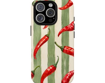 Funda para teléfono con diseño de chile para iPhone 17 16 15 14 Pro Max Samsung Galaxy Google Pixel Picante Mediterráneo