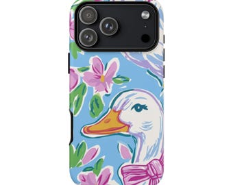 Funda para teléfono Preppy Goose para iPhone 17 16 15 14 Pro Max Samsung Galaxy Google Pixel Floral Coquette Azul