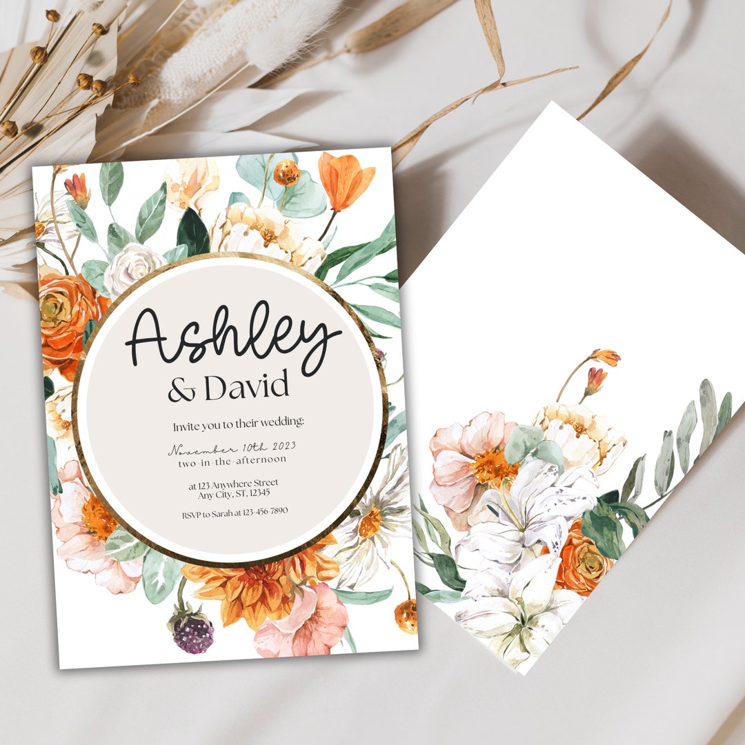 Rustic Fall Wedding Invitation Template Fall Wedding - Etsy