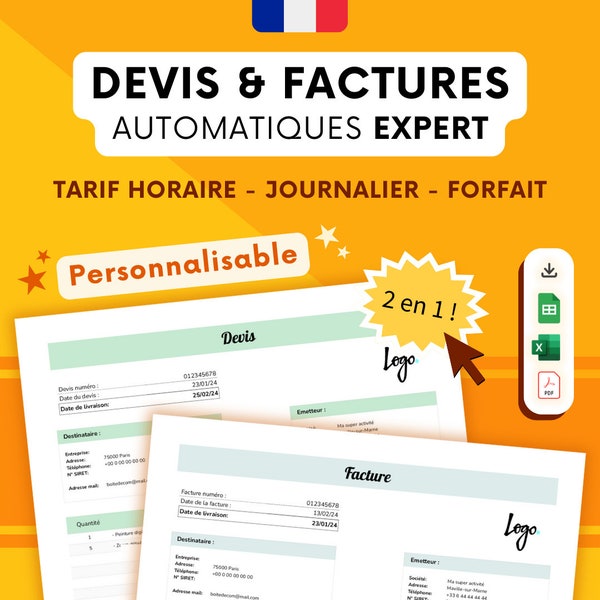 Expert DEVIS FACTURE AUTO | Tarif horaire - Tarif journalier - Forfait - Freelance Indépendant Artiste Auto-Entrepreneur - Google sheets fr